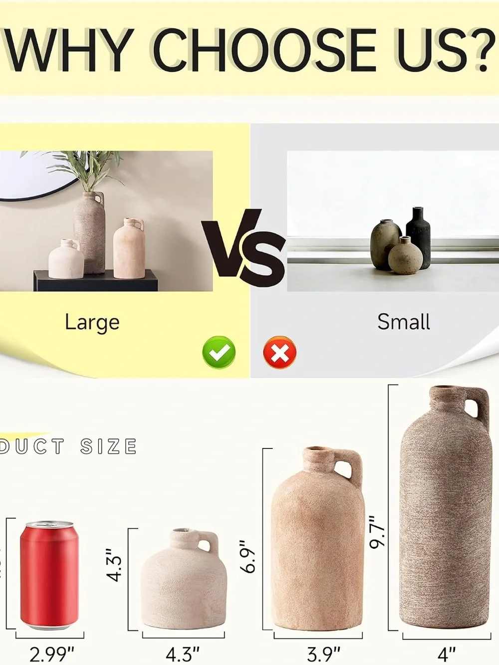 Set of 3 Textured Ceramic Decorative Vase - Neutral Tones